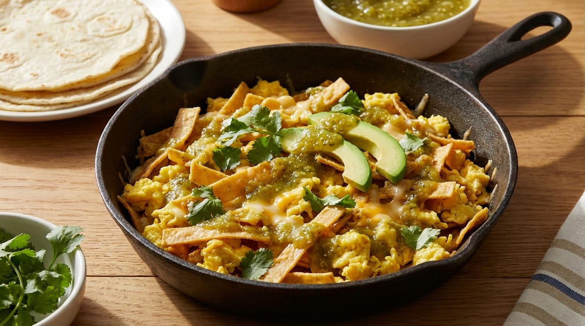 Texas-Style Migas with Crispy Tortillas and Salsa Verde