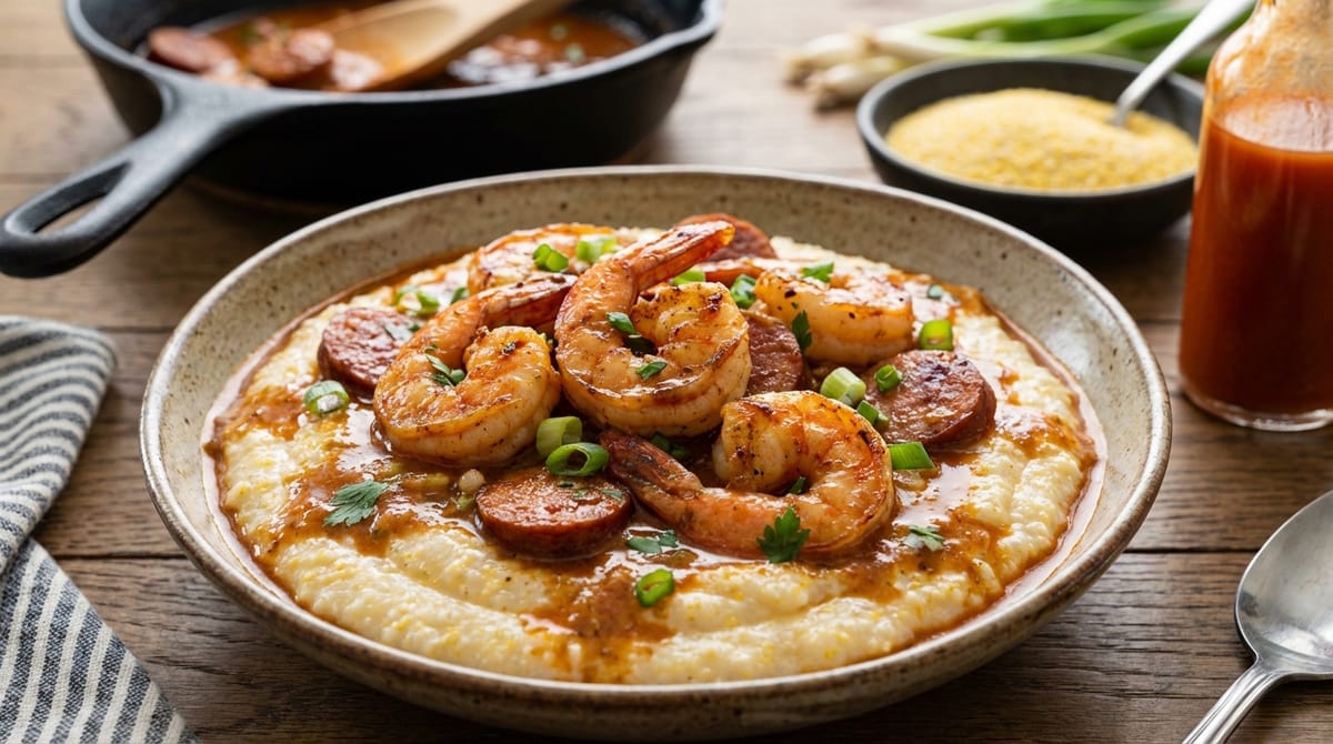 Louisiana Shrimp and Grits with Andouille Sausage
