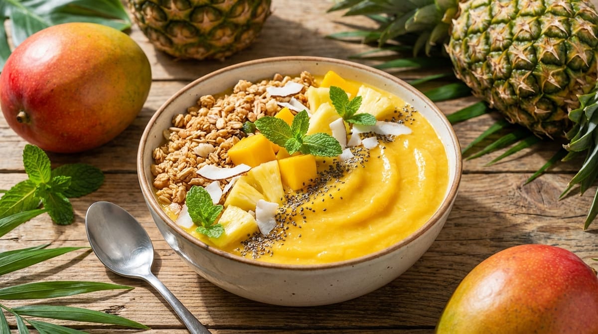 Mango Pineapple Smoothie Bowl with Granola Recipe