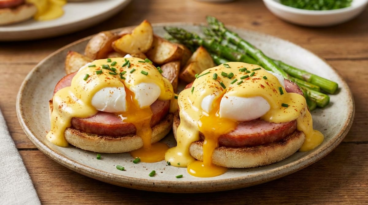 Classic Eggs Benedict with Canadian Bacon and Hollandaise