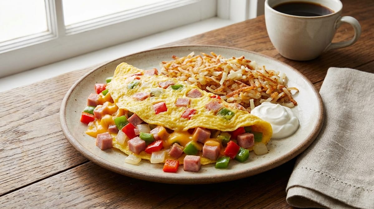 Denver Omelet with Ham, Peppers, and Onions