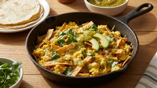 Texas-Style Migas with Crispy Tortillas and Salsa Verde