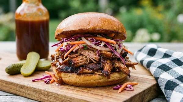 BBQ Pulled Pork Sandwich with Tangy Vinegar Slaw